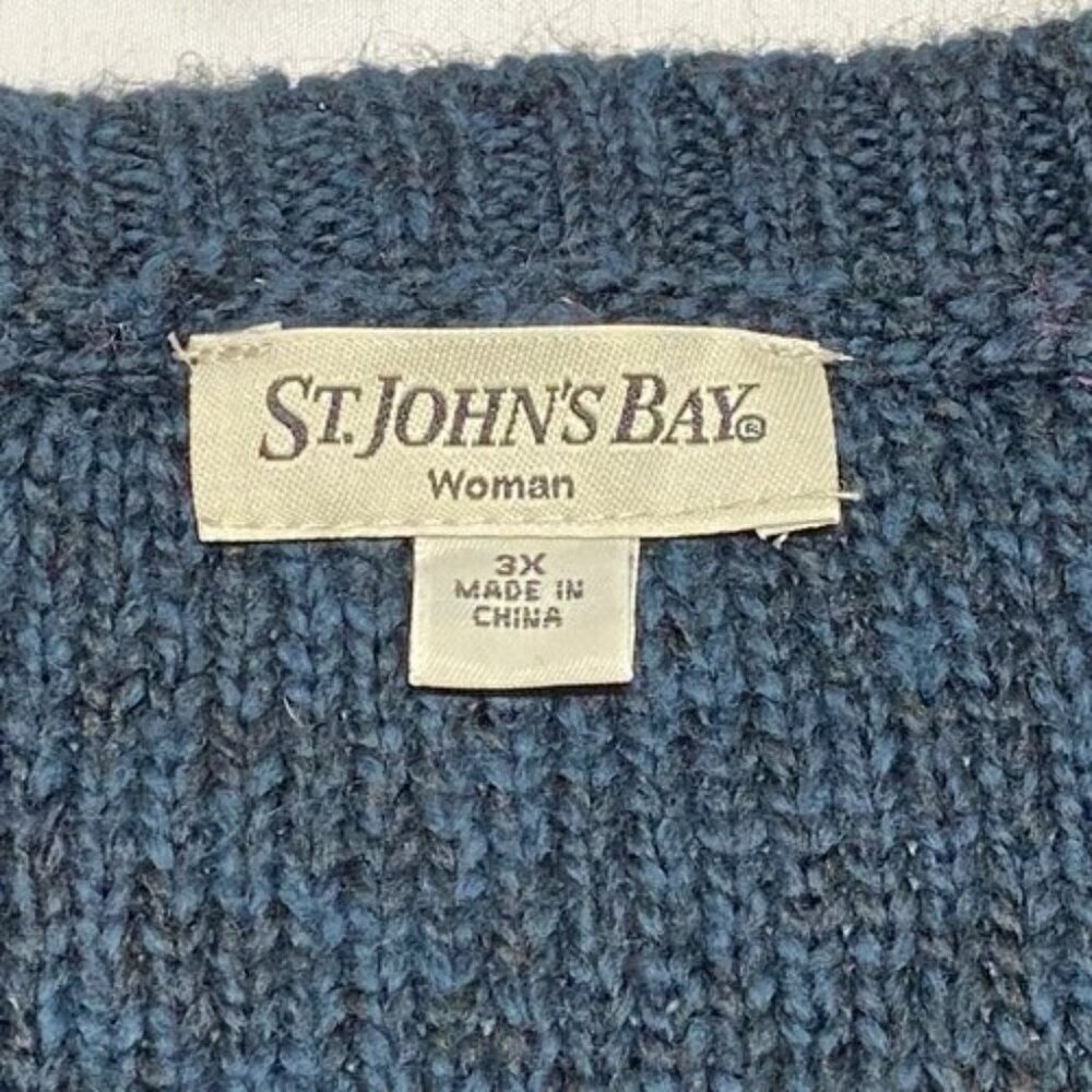 St. John's Bay Sweater Women's 3X Blue Marble Cable Knit Long Sleeve Shirt NWT - Picture 5 of 8